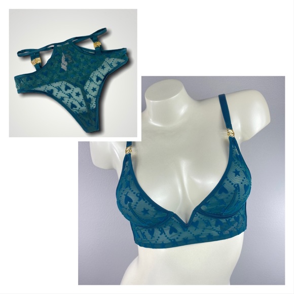 Victoria's Secret Other - Green Ringmaster Bra and Thong Set Velvet/Mesh XS